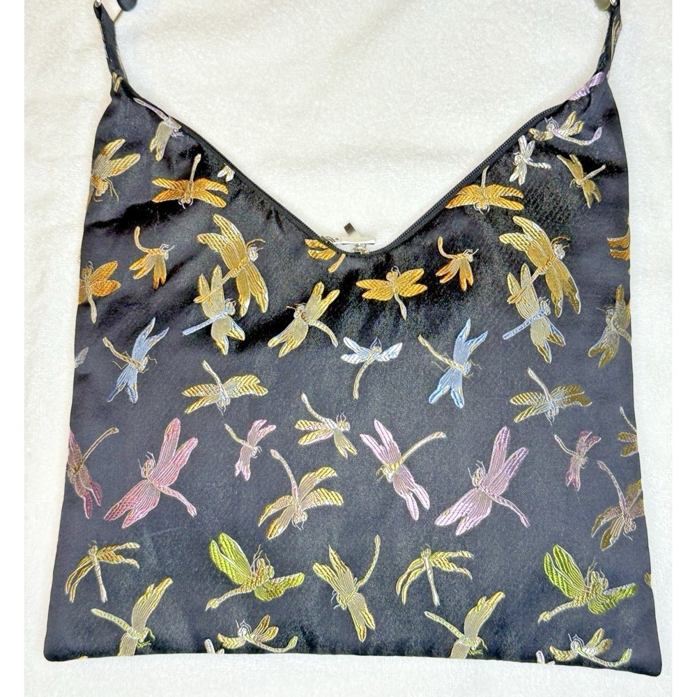 Artisan Whimsigoth Dragonfly Bag Cottagecore Luxe Satiny Embroidered Sheen Y2K